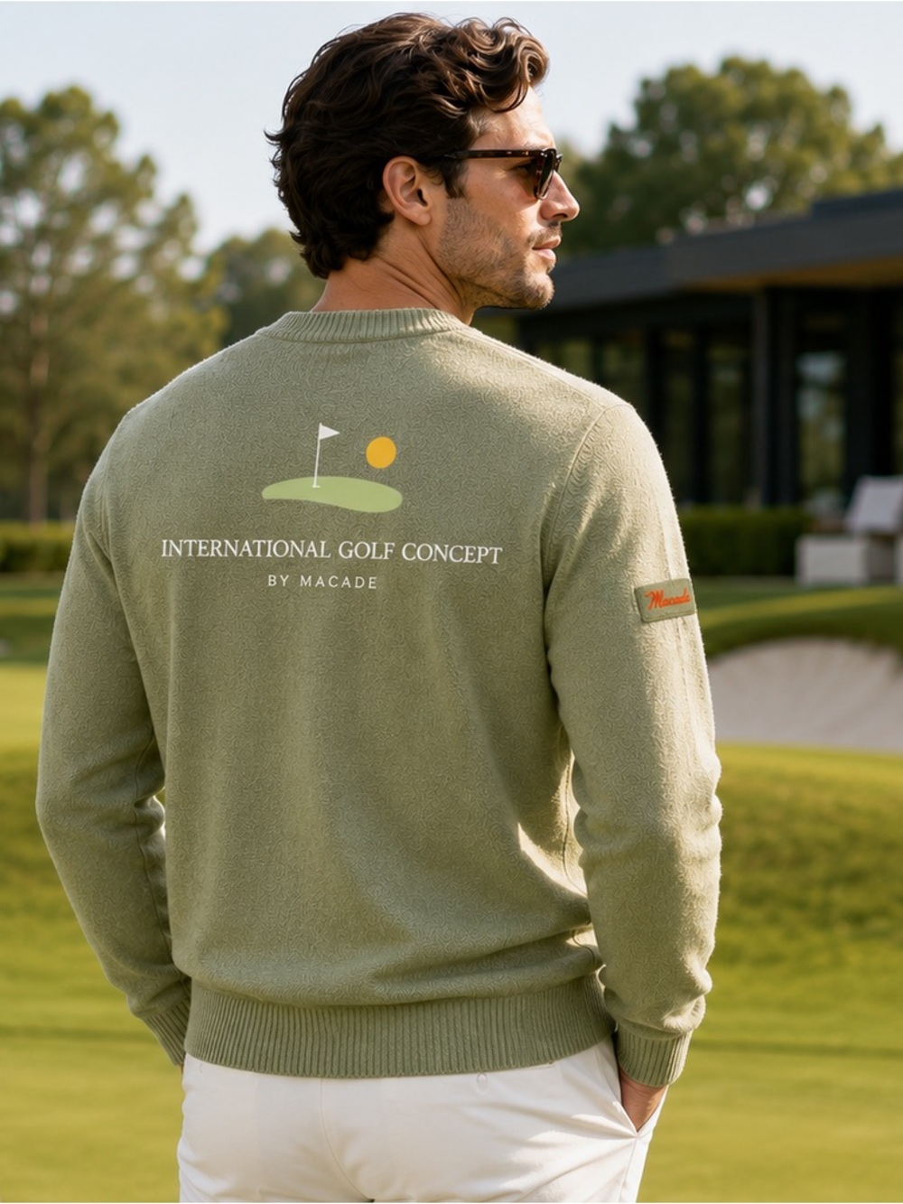 Macade Olive Knit Golf Sweater Pullover Modal Blend International Golf Concept